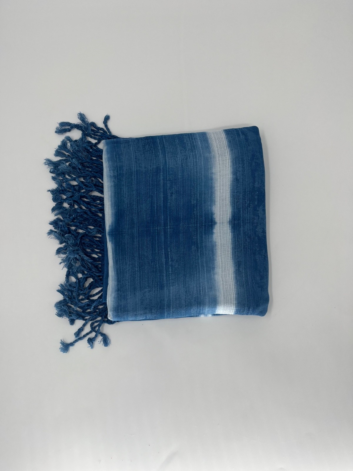 Soft Shawl Wrap Scarf Cotton Shibori Indigo Hand Tie-Dye