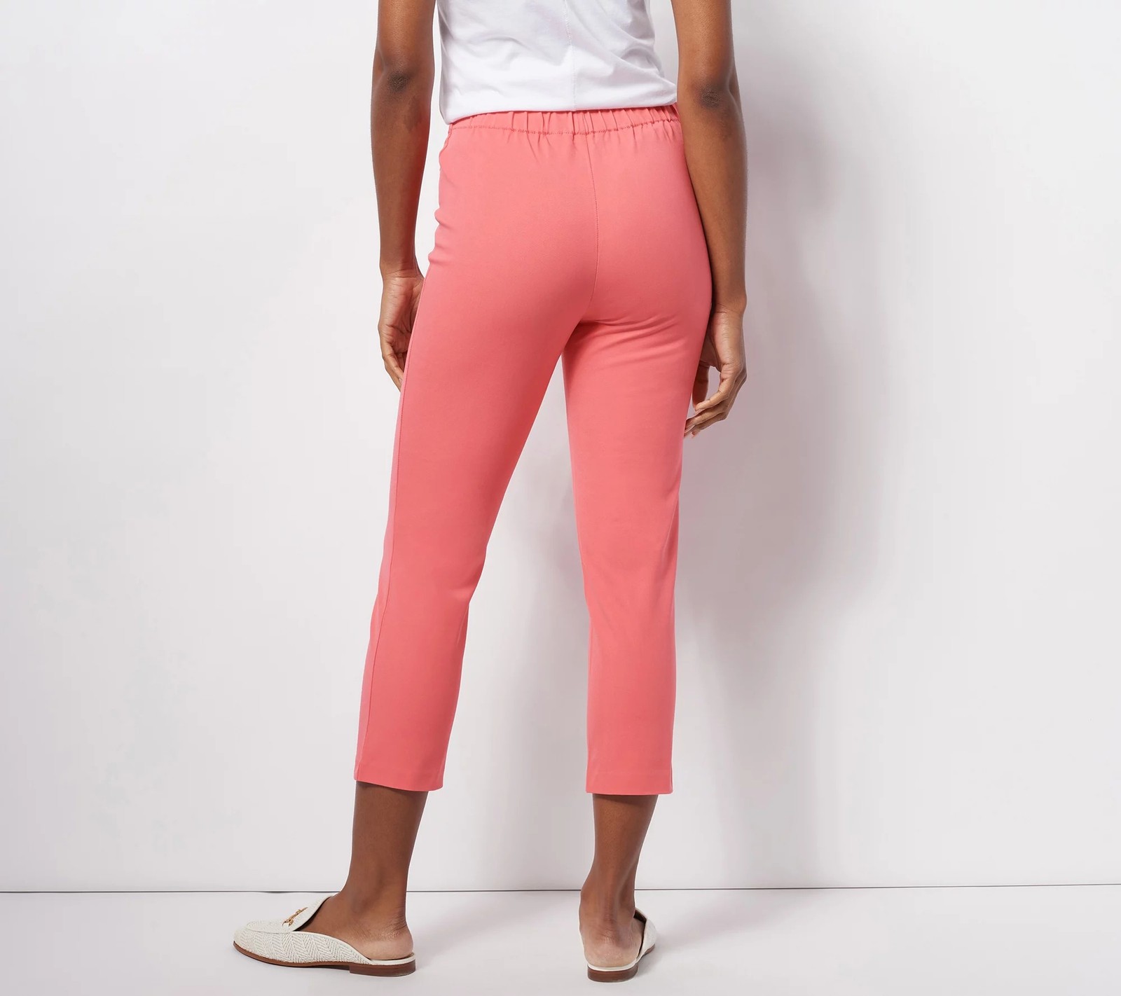 Isaac Mizrahi Live! Regular 24/7 Stretch Crop Pants with Pockets Coral 0 New