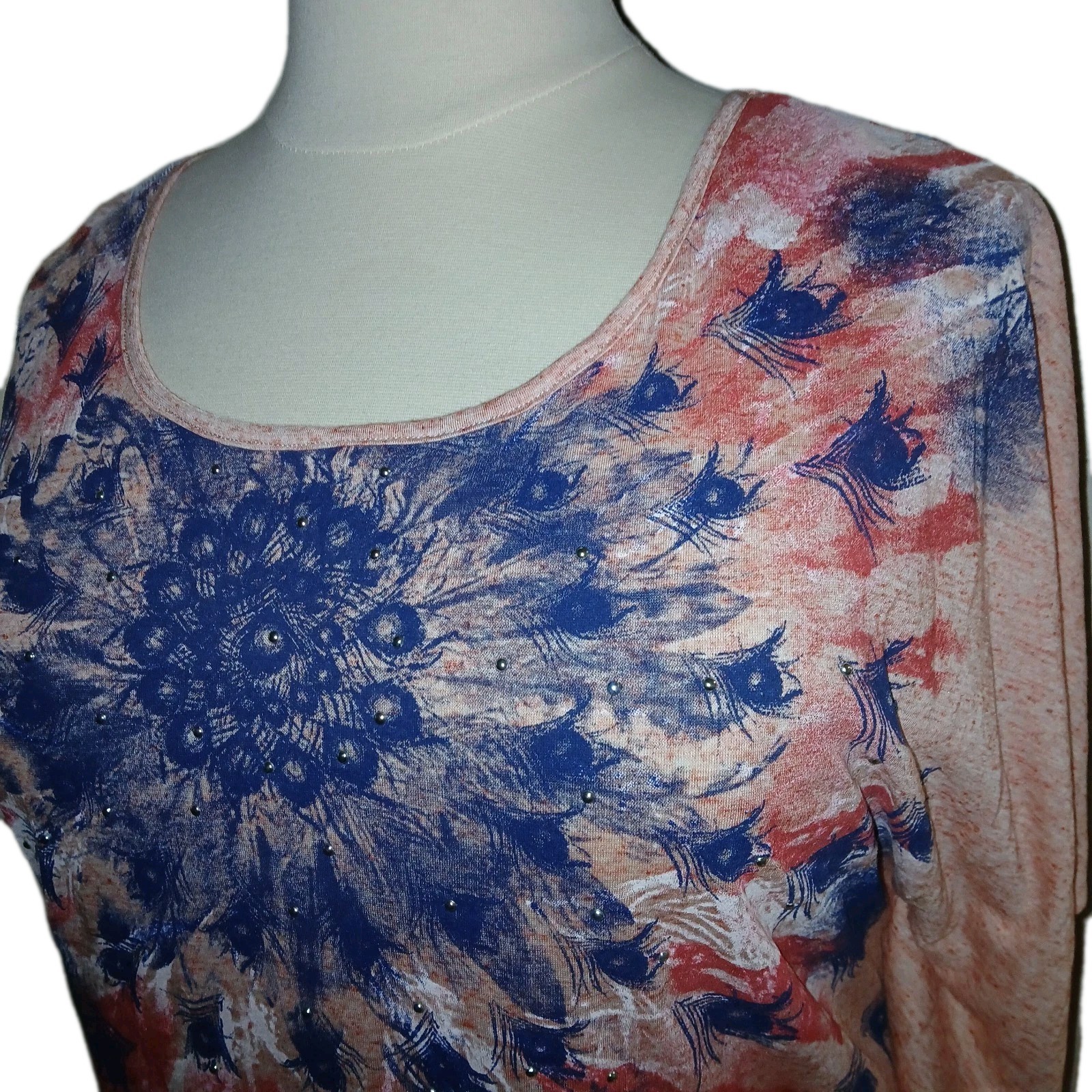 NWT BEVERLY DRIVE Womens 1X Hippie Linen-Blend Boho Poncho Bling Top Multicolor