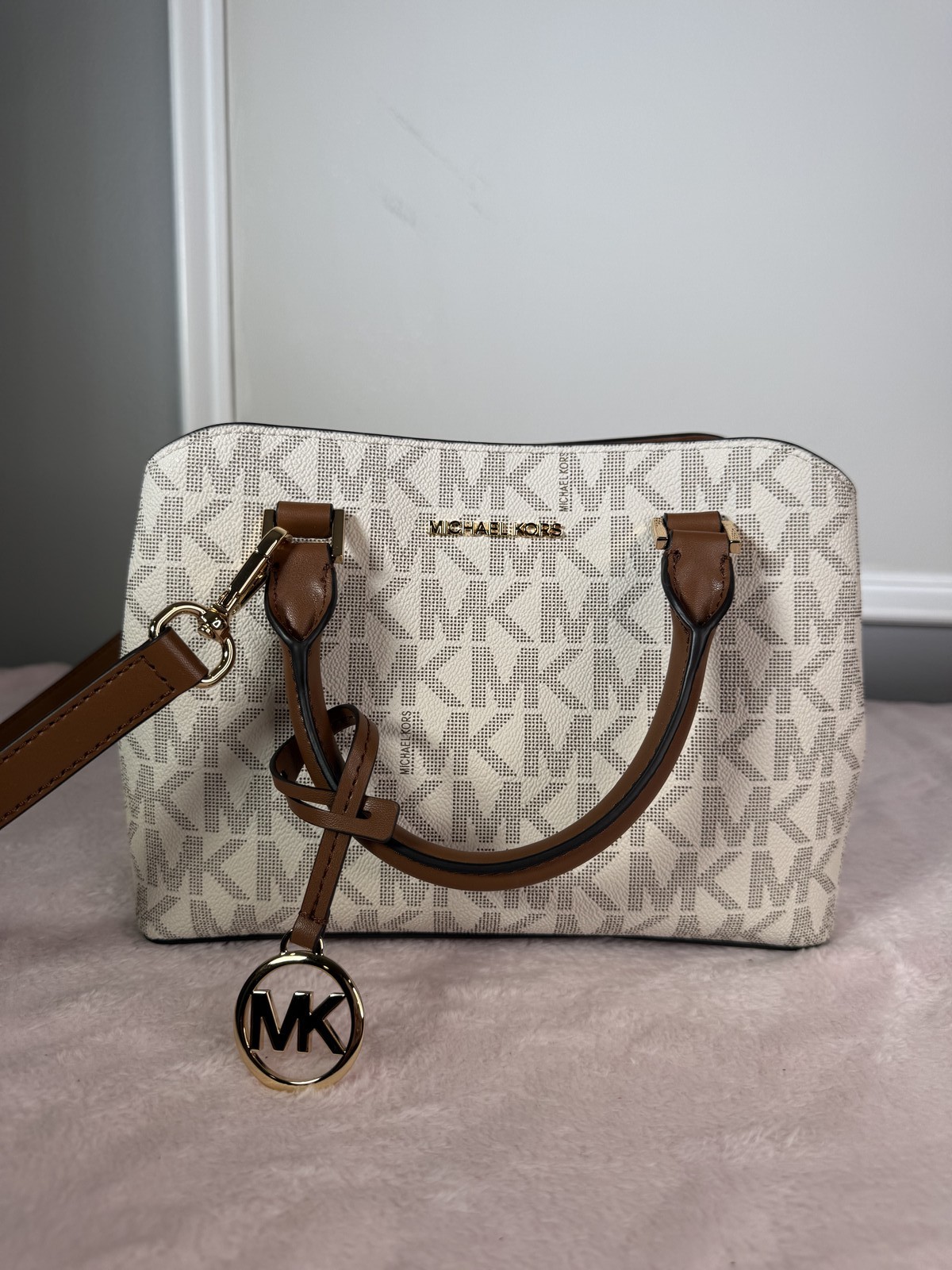 Michael Kors small satchel vanilla monogram