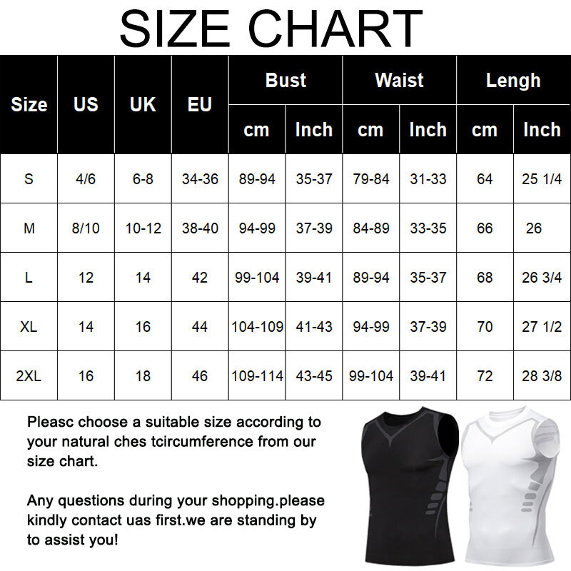 Men Compression Shirt Version Ionic Shaping Sleeveless Vest Tank Top S-2XL