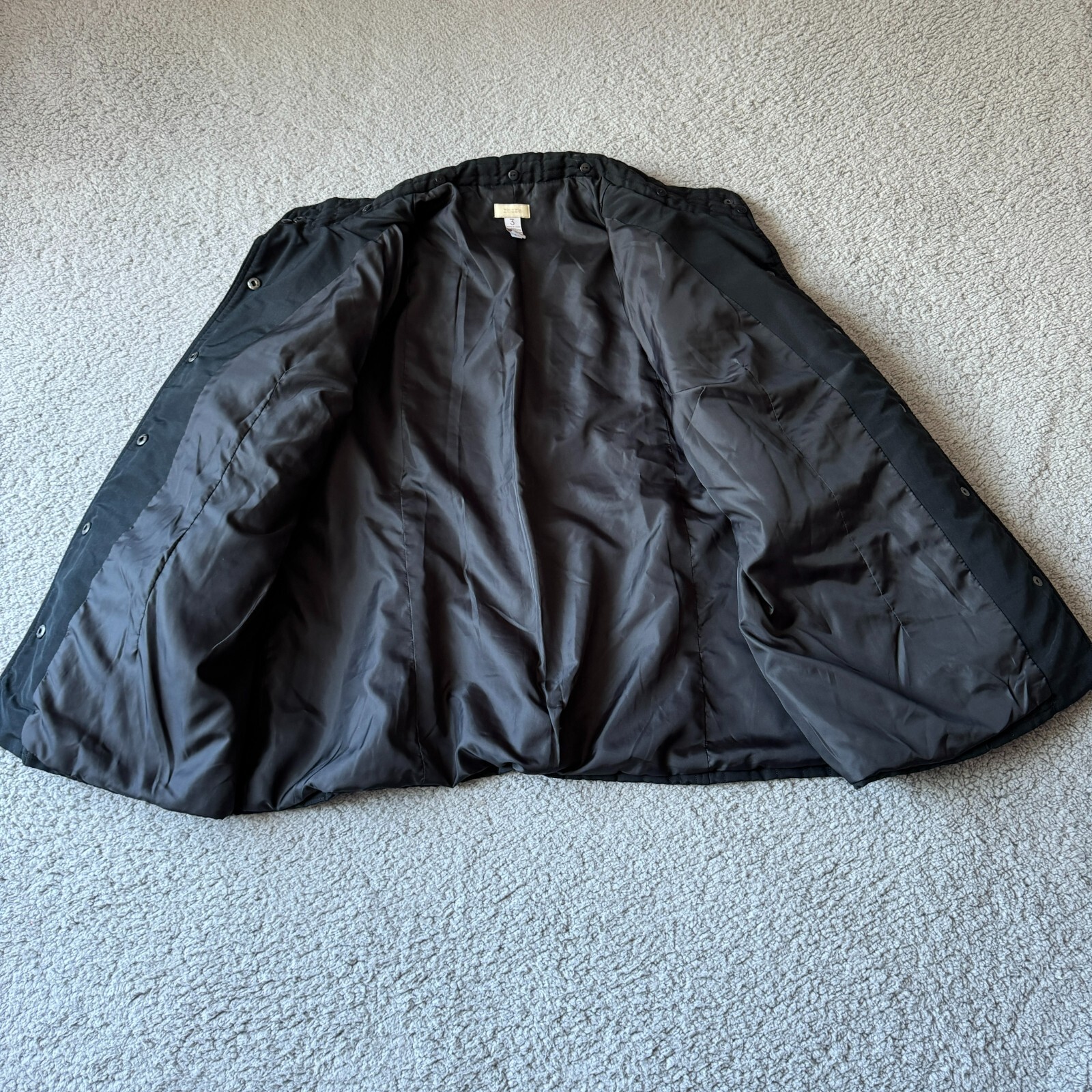 Chico’s Jacket Womens XL 3 Black Quilted Snap Insulated Coat Outdoor Modern City