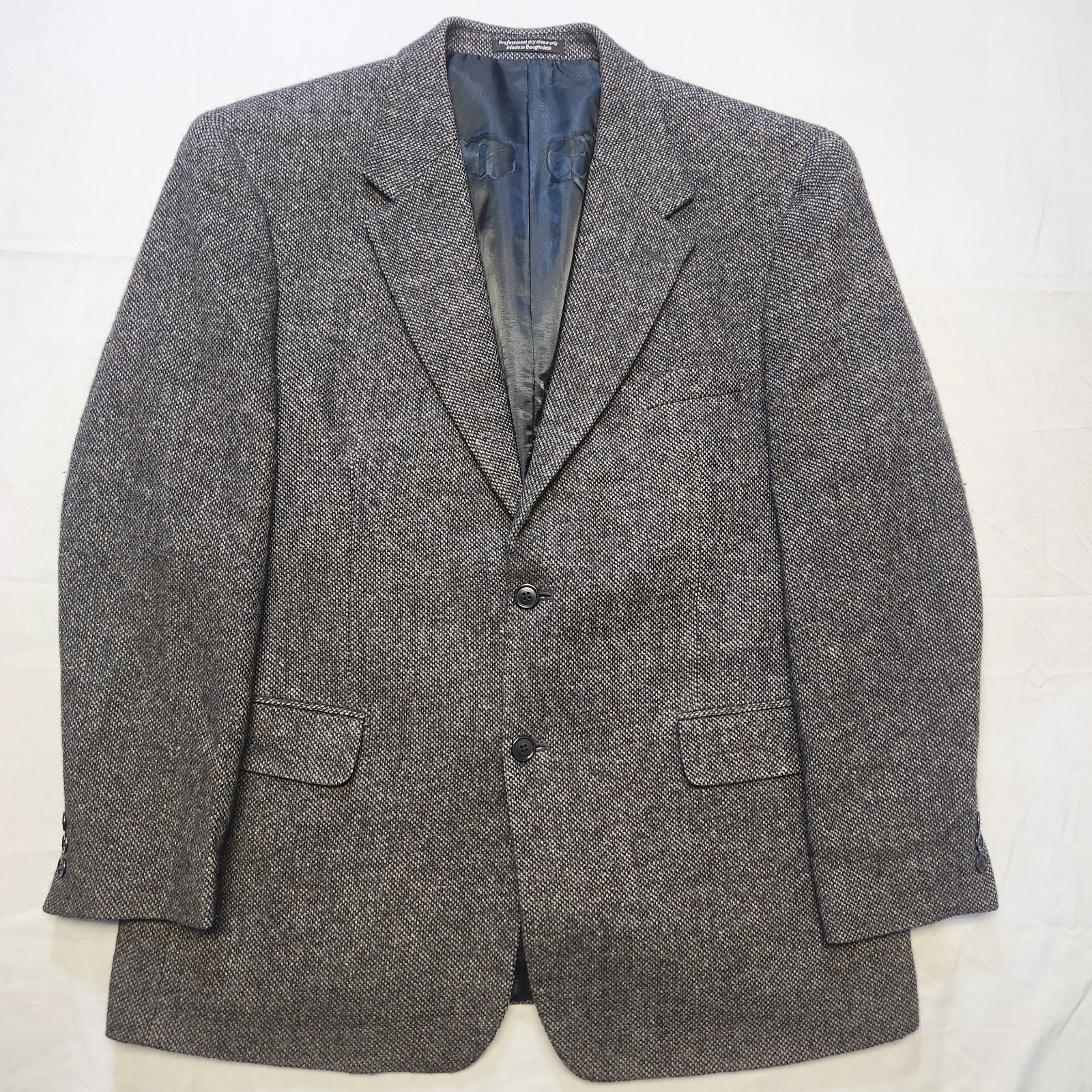 VTG Tweed Jacket 44R Large Gray Barleycorn 100% Wool Lambswool Marled Blazer