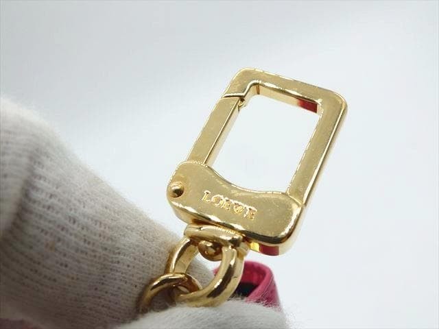 Authentic Loewe Leather Cover Memo Pad Style Keychain Pink Gold Hardware Women’s