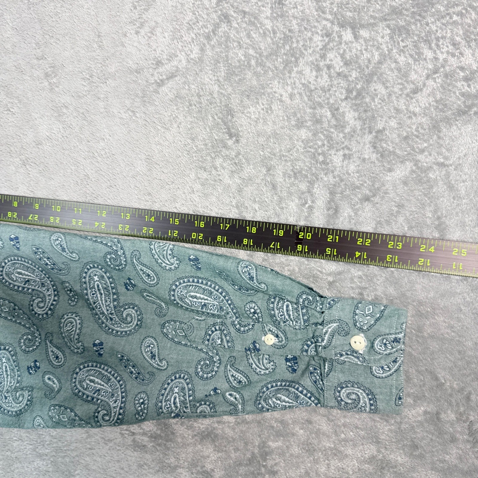 Chaps Ralph Lauren Mens L Button Down Shirt Teal Green Paisley Frontier Cotton