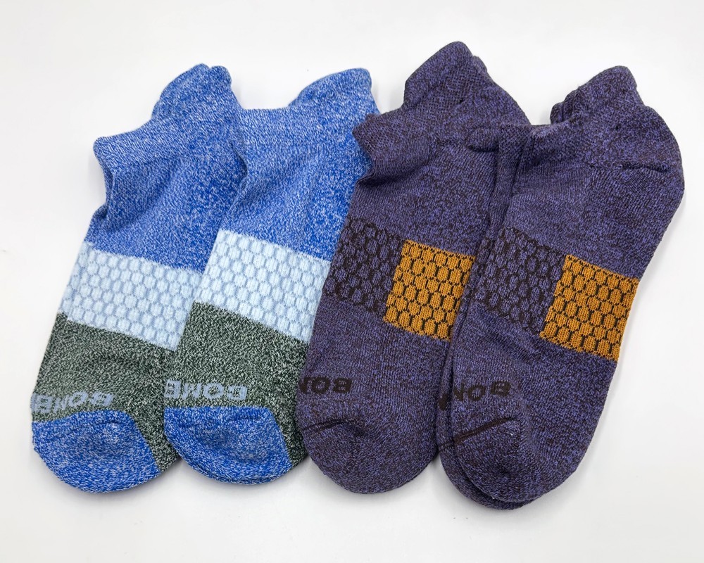 4 pairs BOMBAS Men’s honeycomb Marl Ankle Socks Cushion Size L 2 Colors Mix