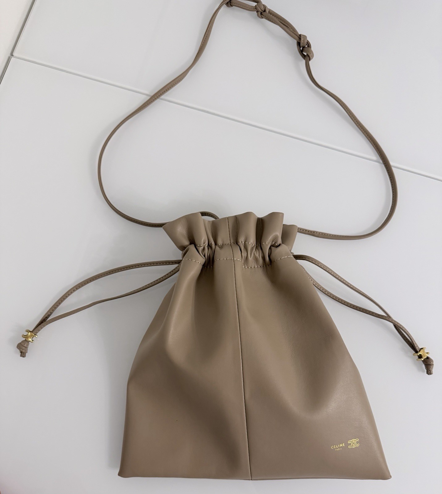 Celine Paris Leather String Bag ￼