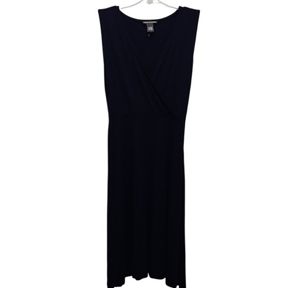 Chelsea & Theodore Belted Knee Length Dress Size Large New Navy Blue Office