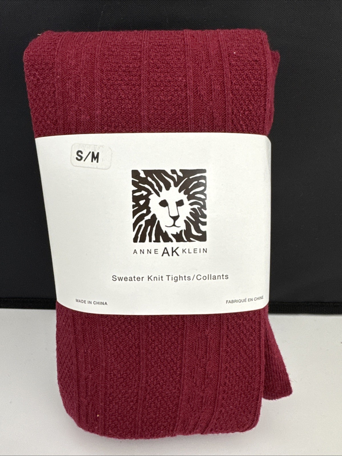 Anne Klein Sweater Knit Tights – Cotton Blend – Size Small/Medium – Wine – New