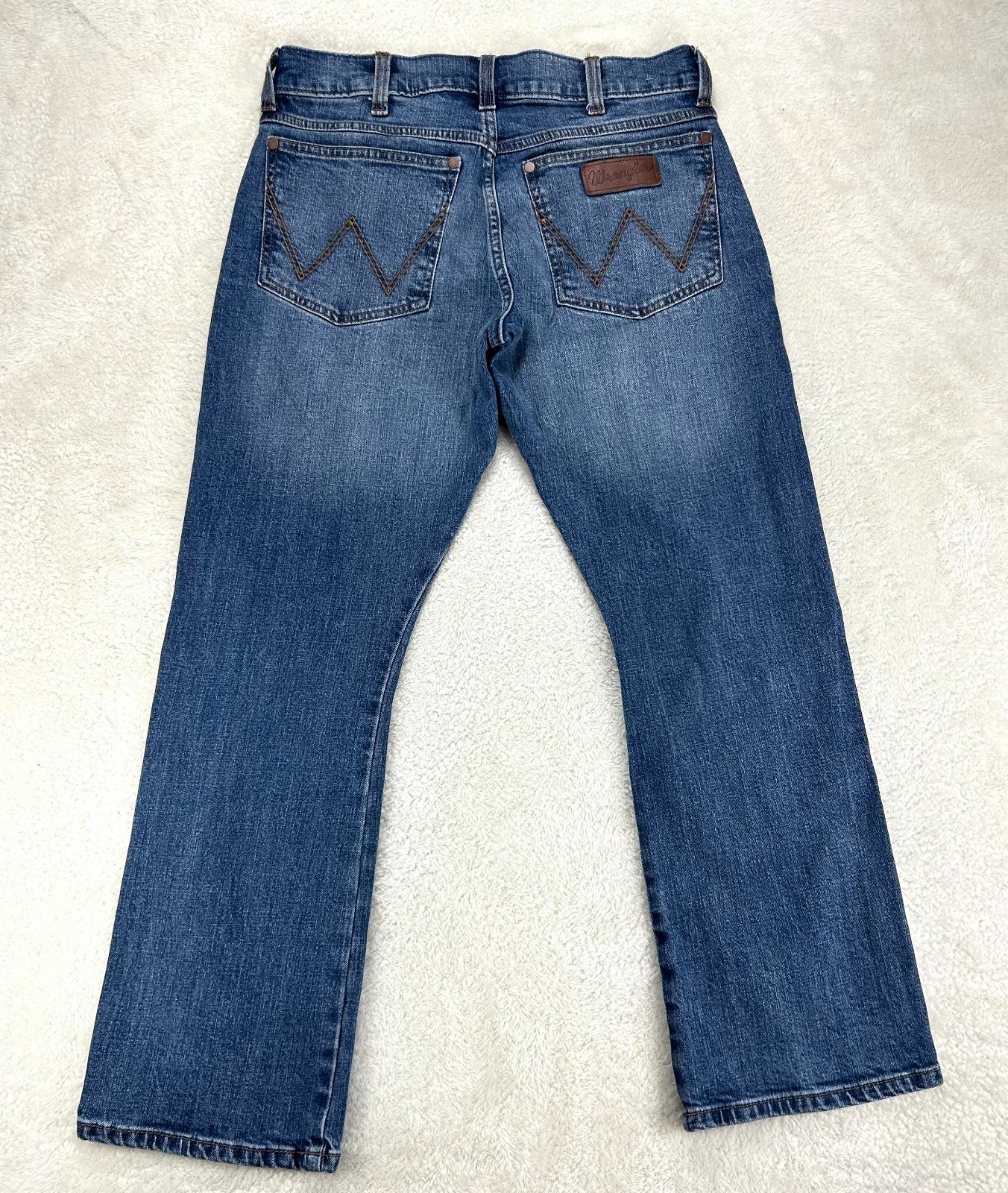 Wrangler Retro Slim Bootcut Jeans Mens 30×30 Blue Whisker Denim Stretch Cowboy