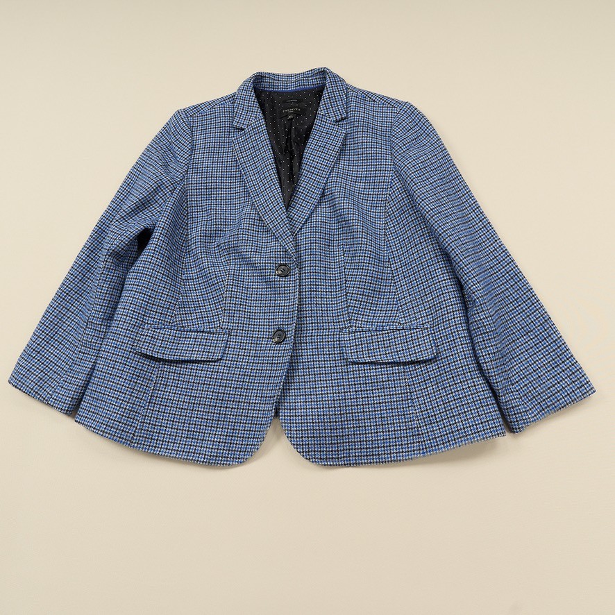 Talbots Aberdeen Wool Blend Blazer Womens Sz 18W Plus Blue Plaid Lined