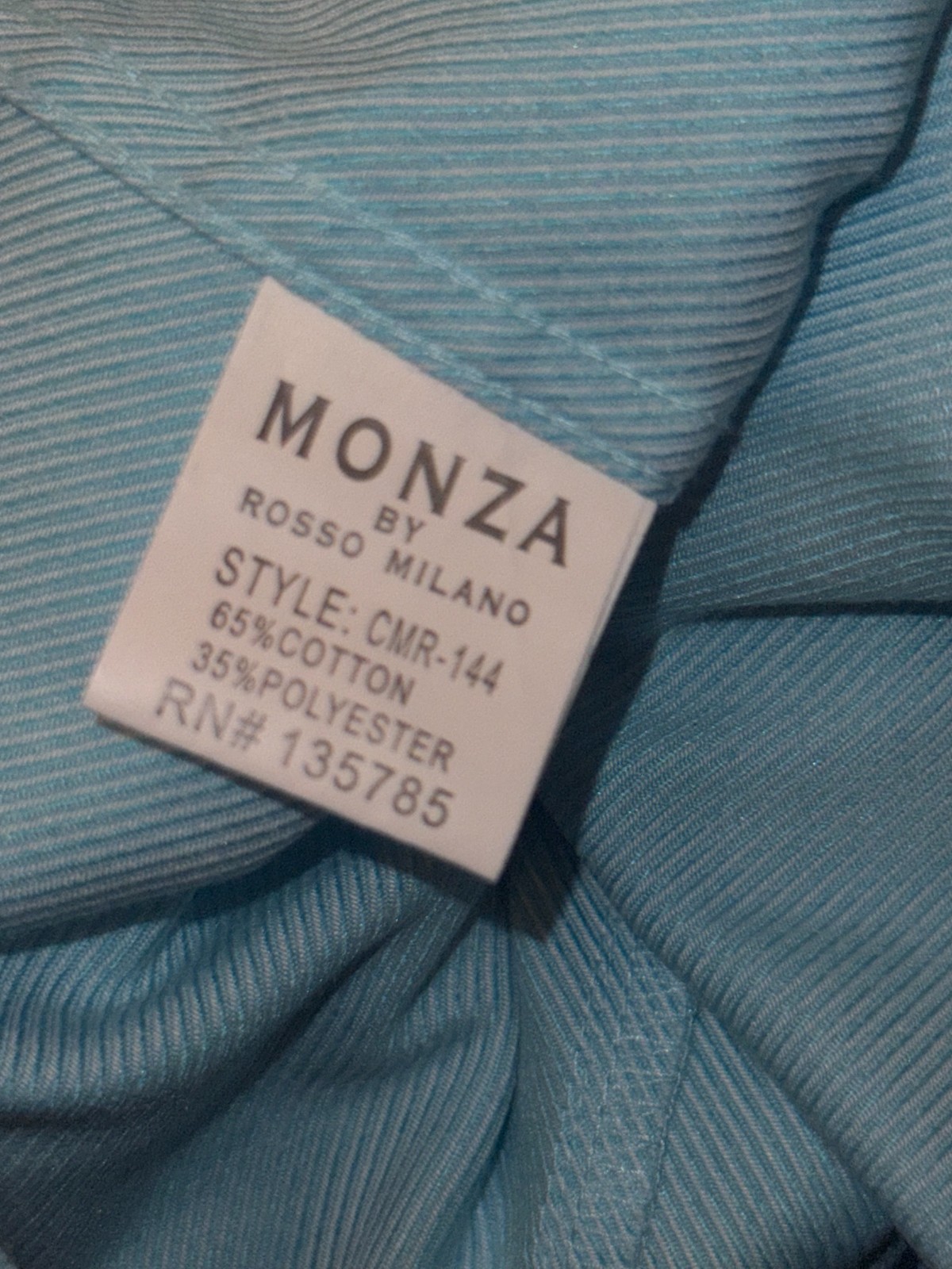 Monza Rosso Milano Tailored Fit Dress Shirt XL 17.5 Aqua Blue Long Sleeve