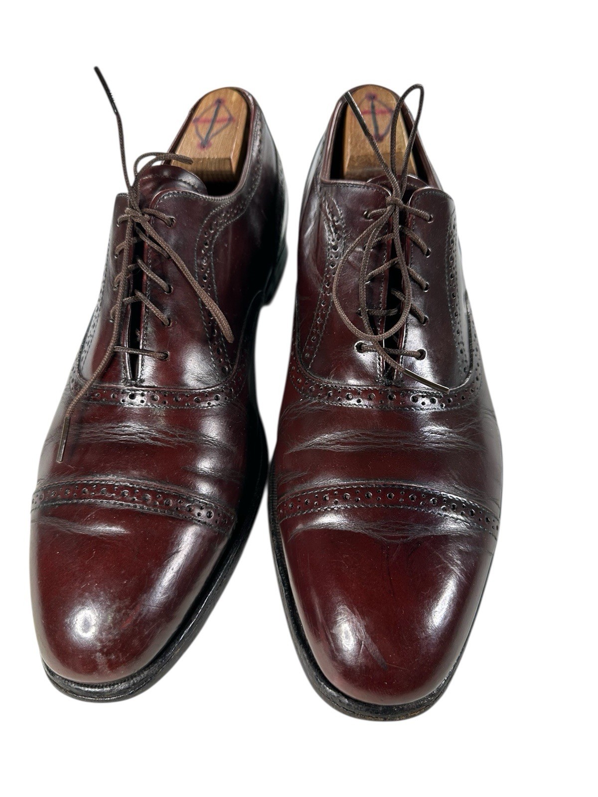 Bostonian Vintage Size 11.5 C Burgundy Leather Mens Dress Cap Toe Shoes USA