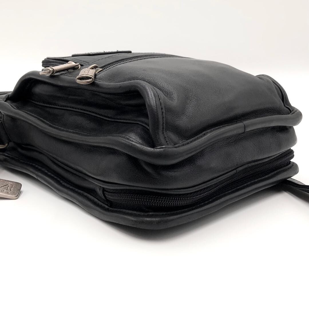 TUMI Leather Black Crossbody Shoulder Bag Travel Organizer Men’s 25cm 17cm