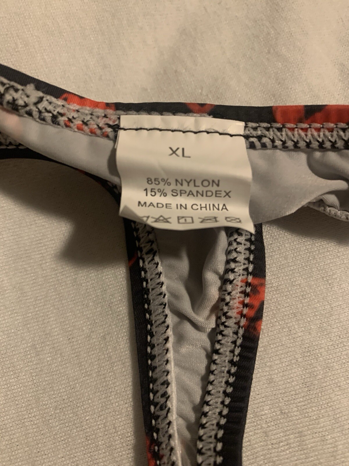 Mens Kiss Pattern Black Thong. Size XL (See Details)