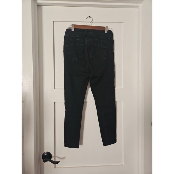 Blue Savvy High Waist Black Skinny Jeans 7/28 Distressed Butt Lift Seams