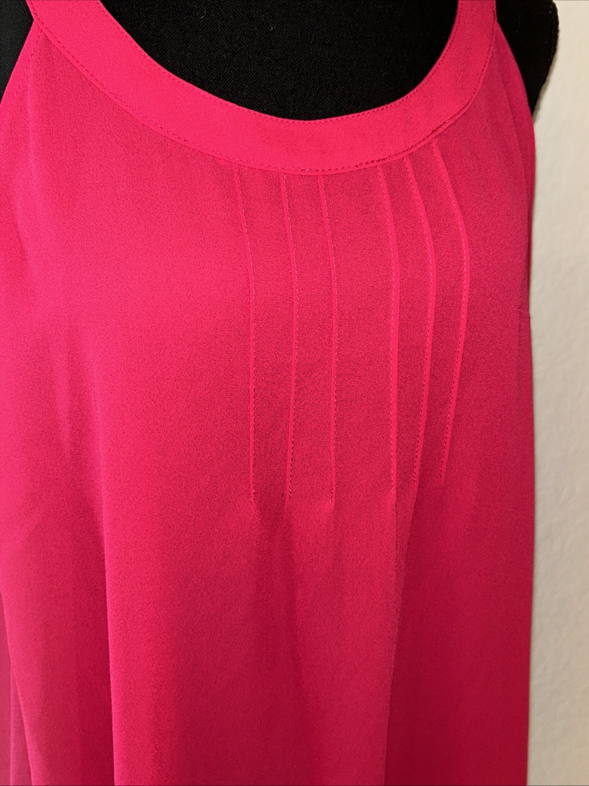 NWT Torrid 2 Tank Top Goddess Neck Pleated Georgette Watermelon Red Chiffon