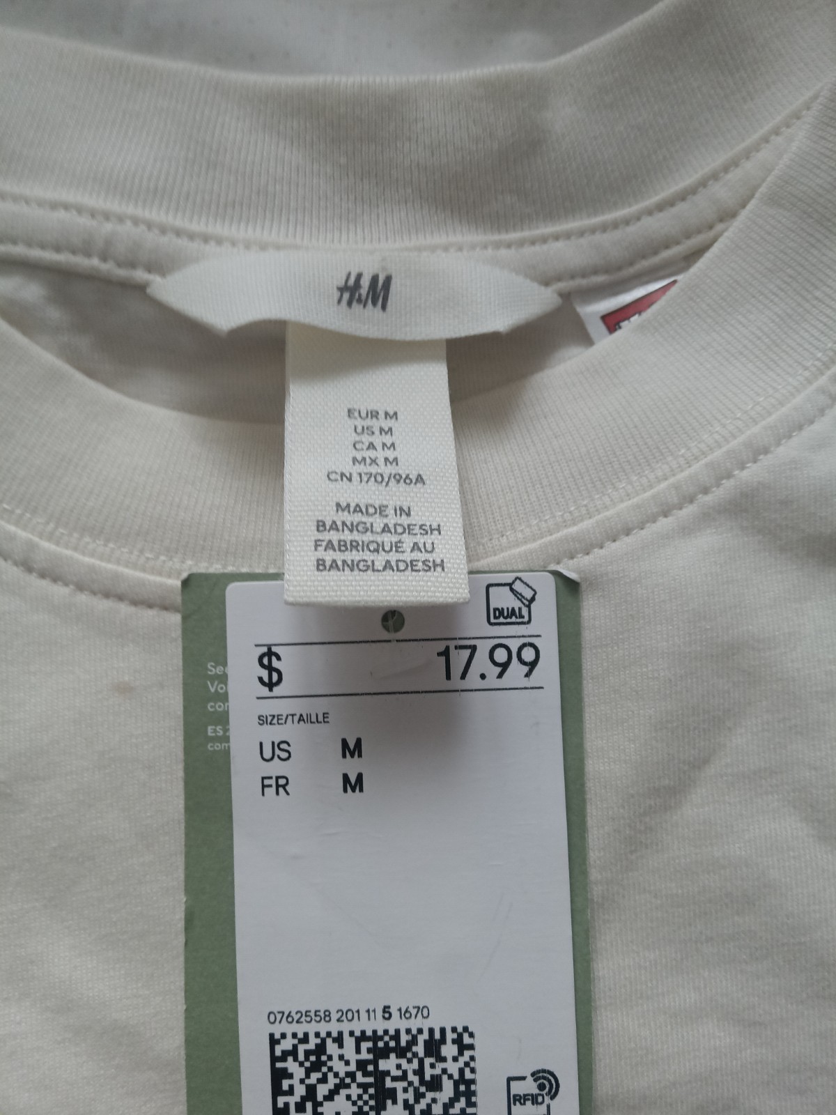 H&M Cream color Cotton Knit Harvard Graphic Logo Crew Neck Short Sleeve Tee