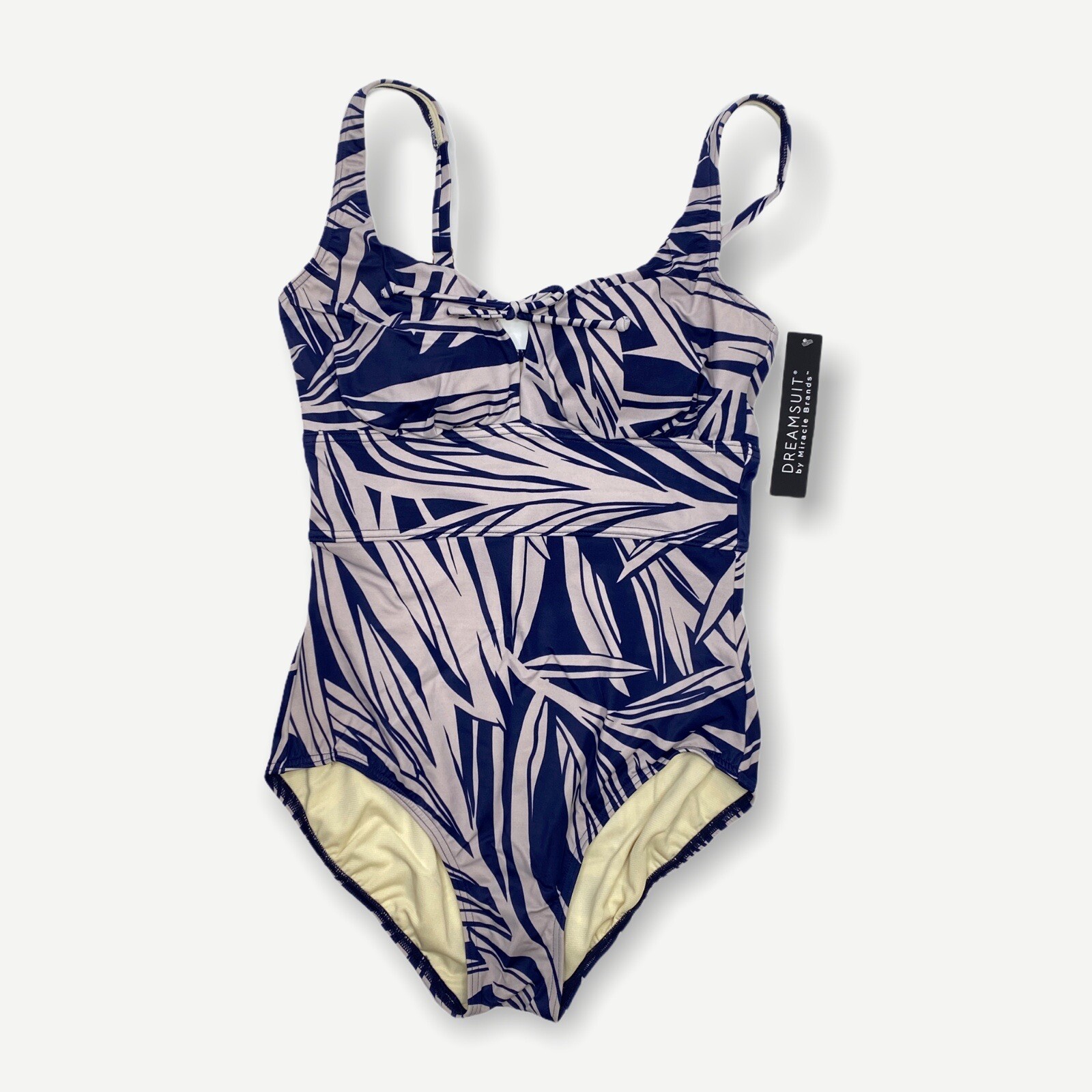 NWT Dreamsuit Miracle Brands Tropical Keyhole One Piece Blue Gray Swimsuit Sz 12