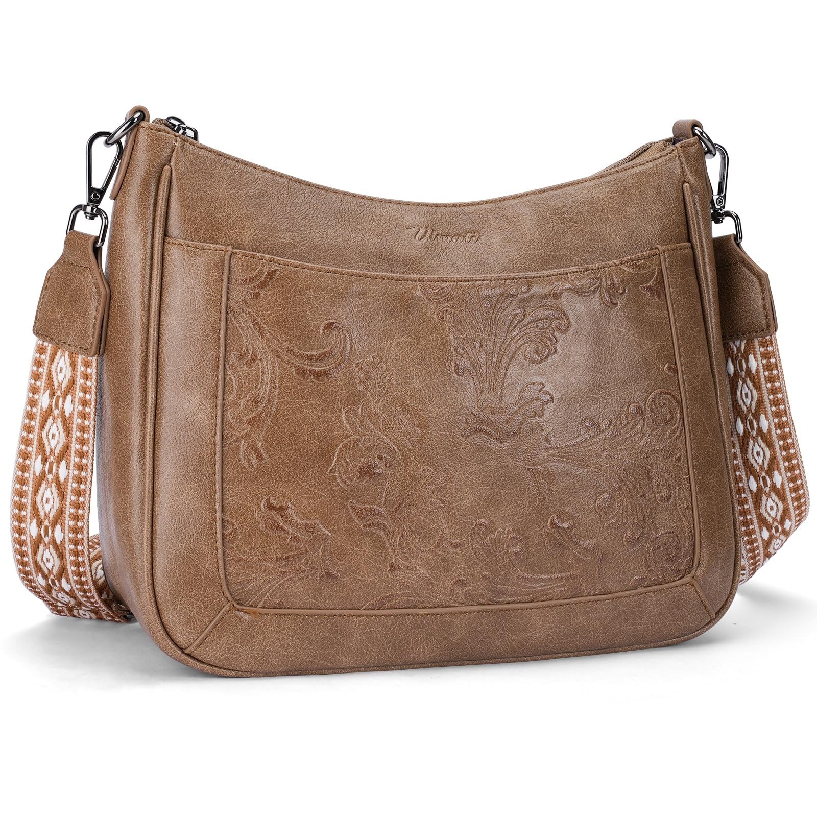 VIMUTI Vegan Leather Crossbody Bag with Adjustable Strap – Floral Design