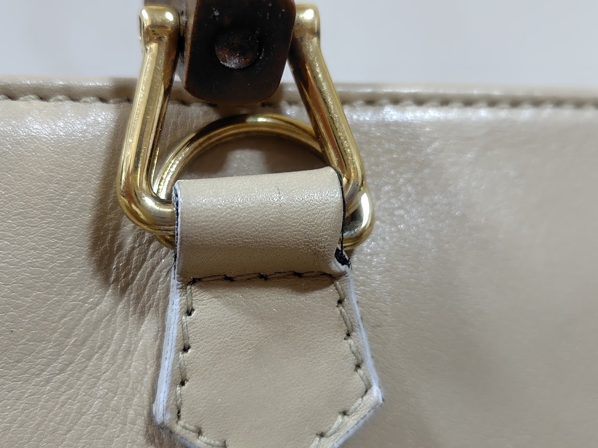 Gucci Hand Bag Bamboo 2Way Shoulder Leather Beige Authentic 333T0346