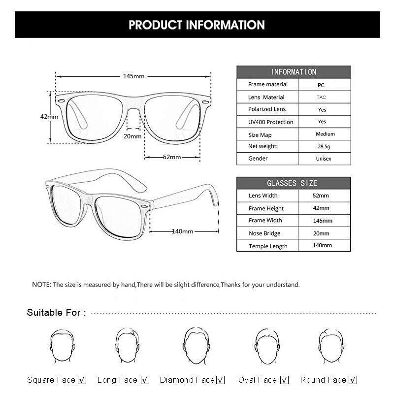 Men’s Polarized Sunglasses UV400 TAC Lenses Driving Cycling Brown Frame