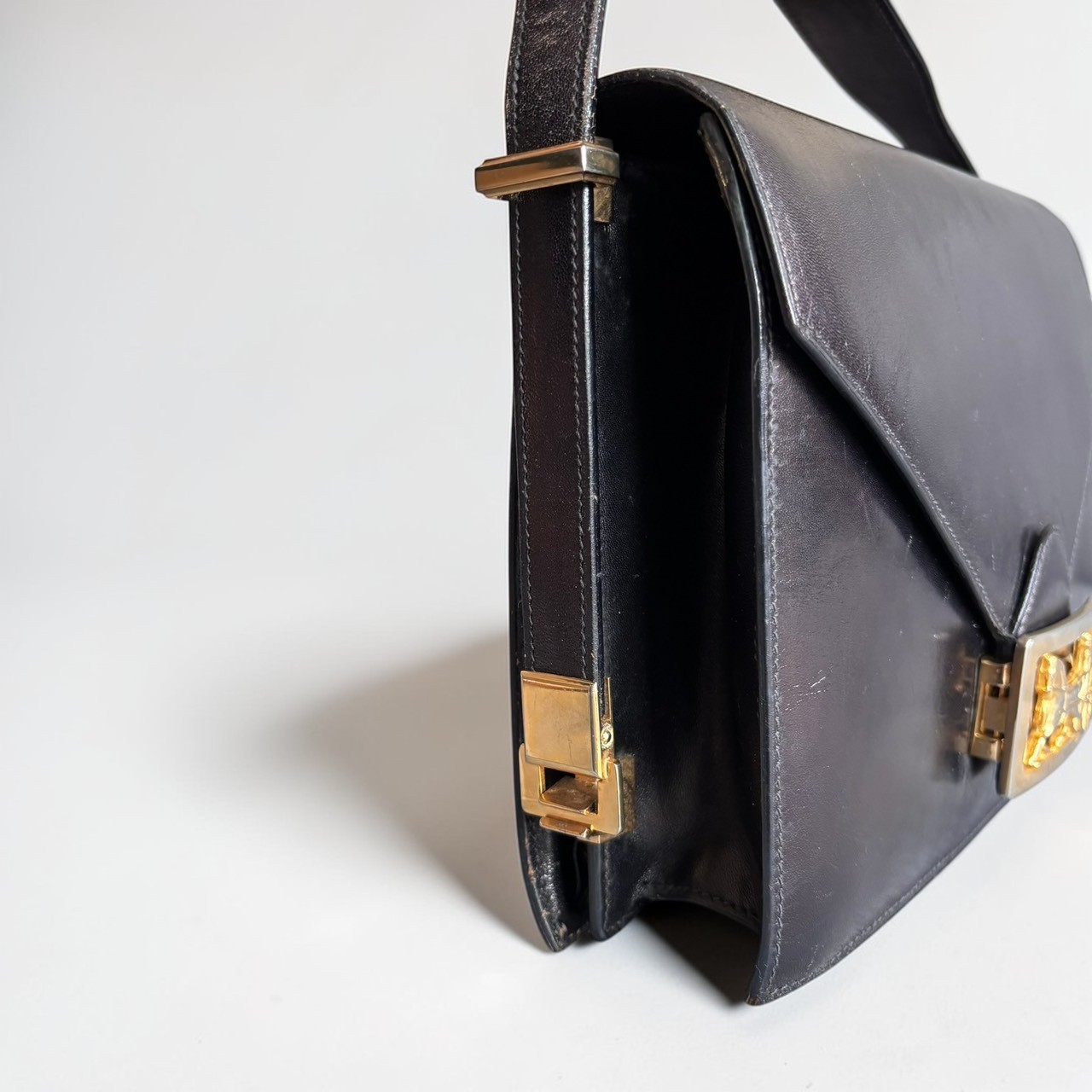 CELINE Shoulder Bag Horse Carriage Calf Leather Authentic