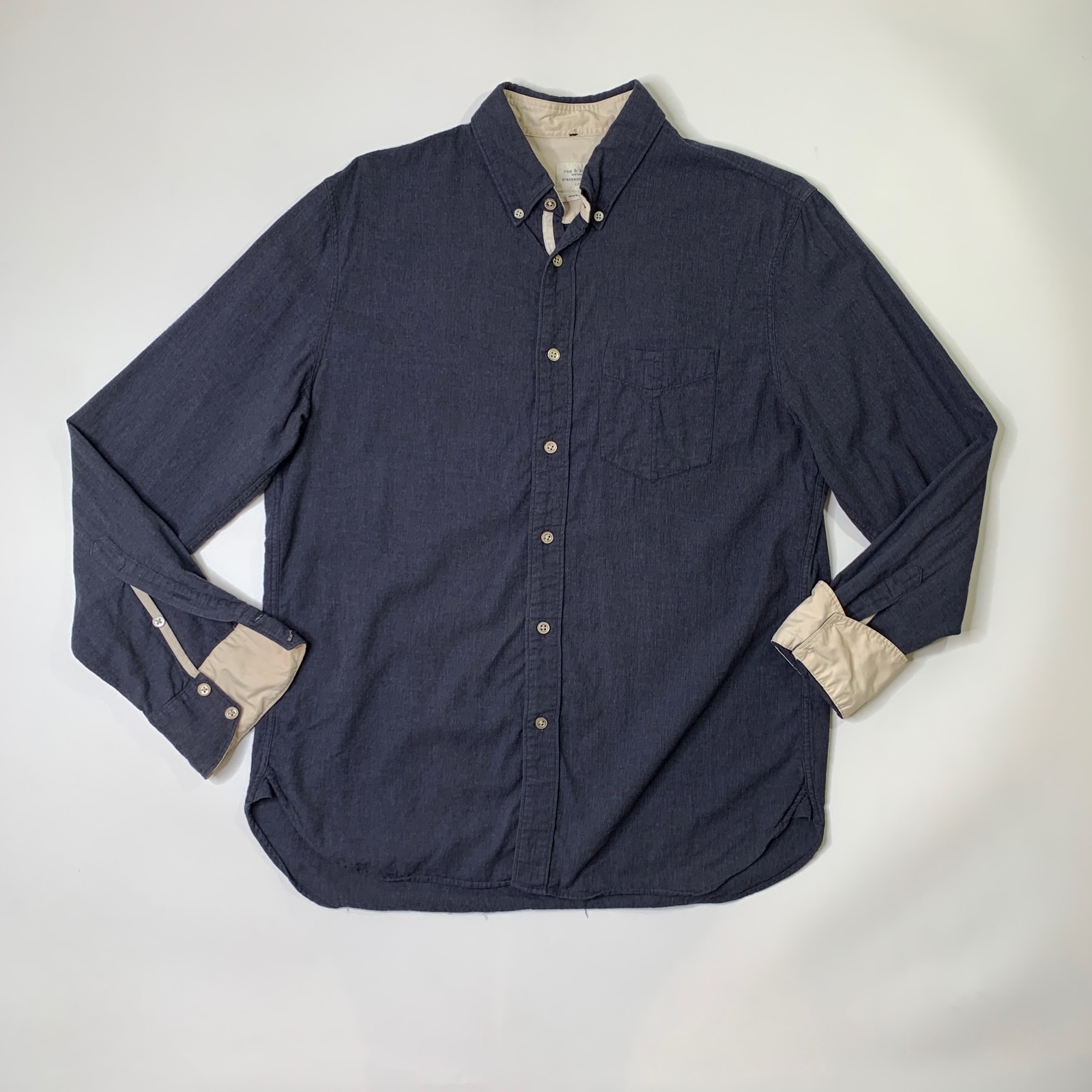 Rag & Bone Shirt Men Large Windsor Standard Issue Long Sleeve Chambray Flip Cuff