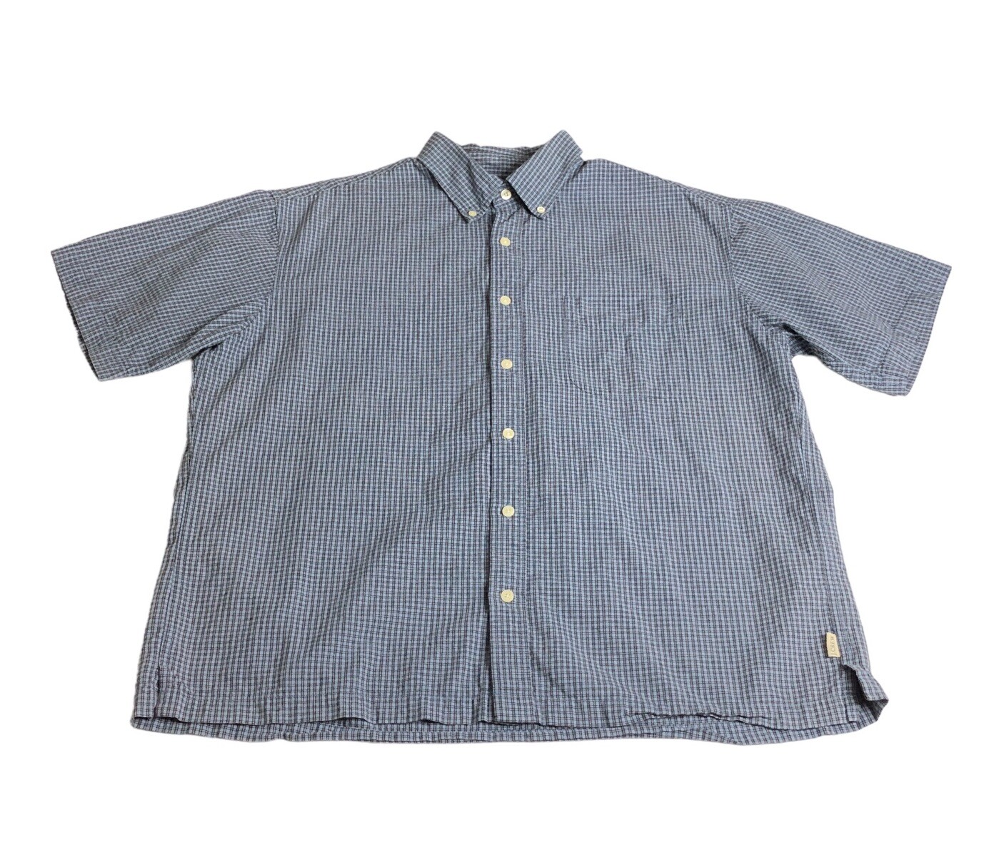 J Crew Shirt Men L Blue Plaid Short Sleeve Cotton Short Sleeve Button Y2K Preppy