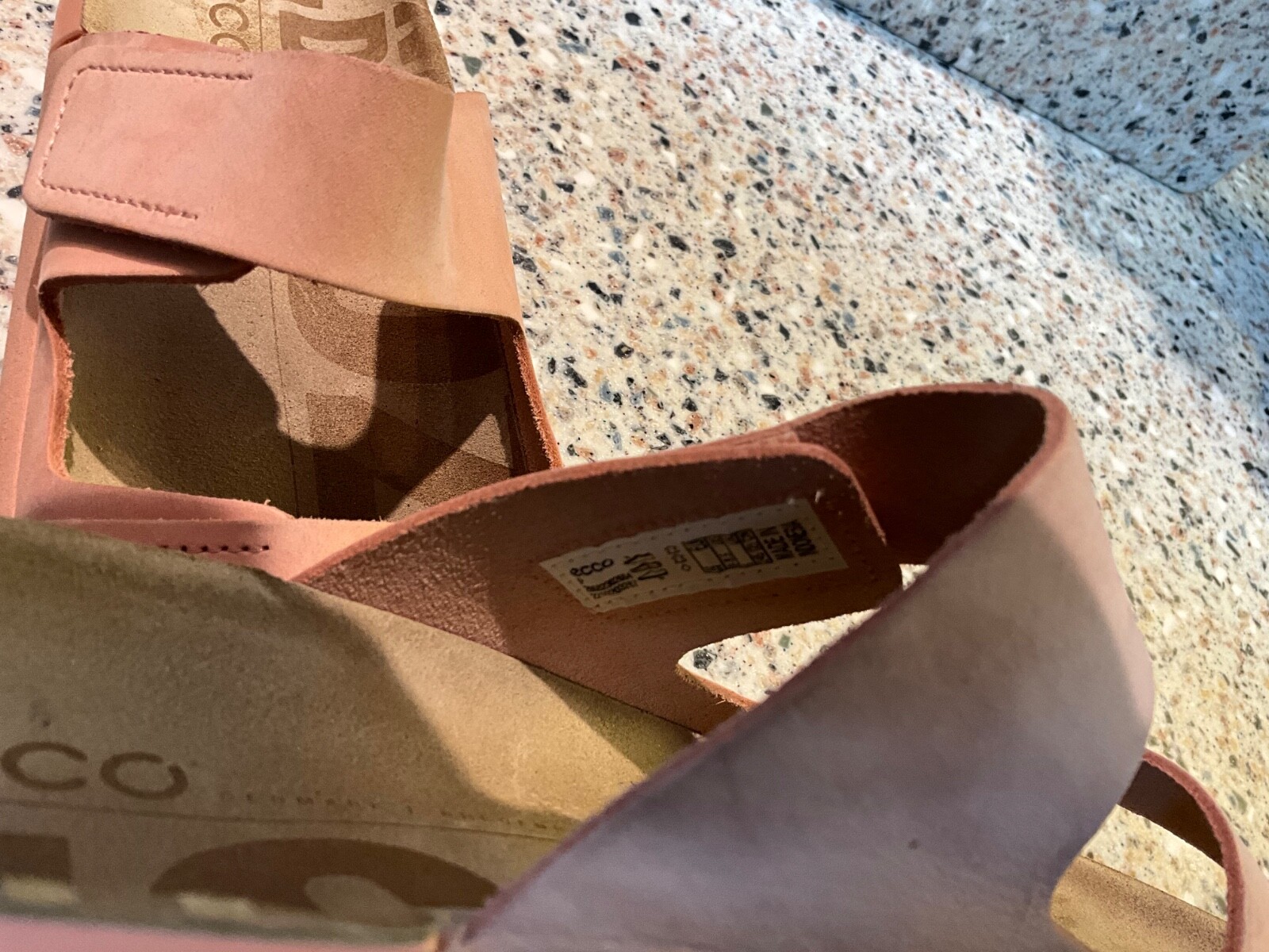 ECCO 2ND COZMO DUAL STRAP LIMESTONE FOOTBED MULE WOMEN SIZE 39/8-8.5 APRICOT