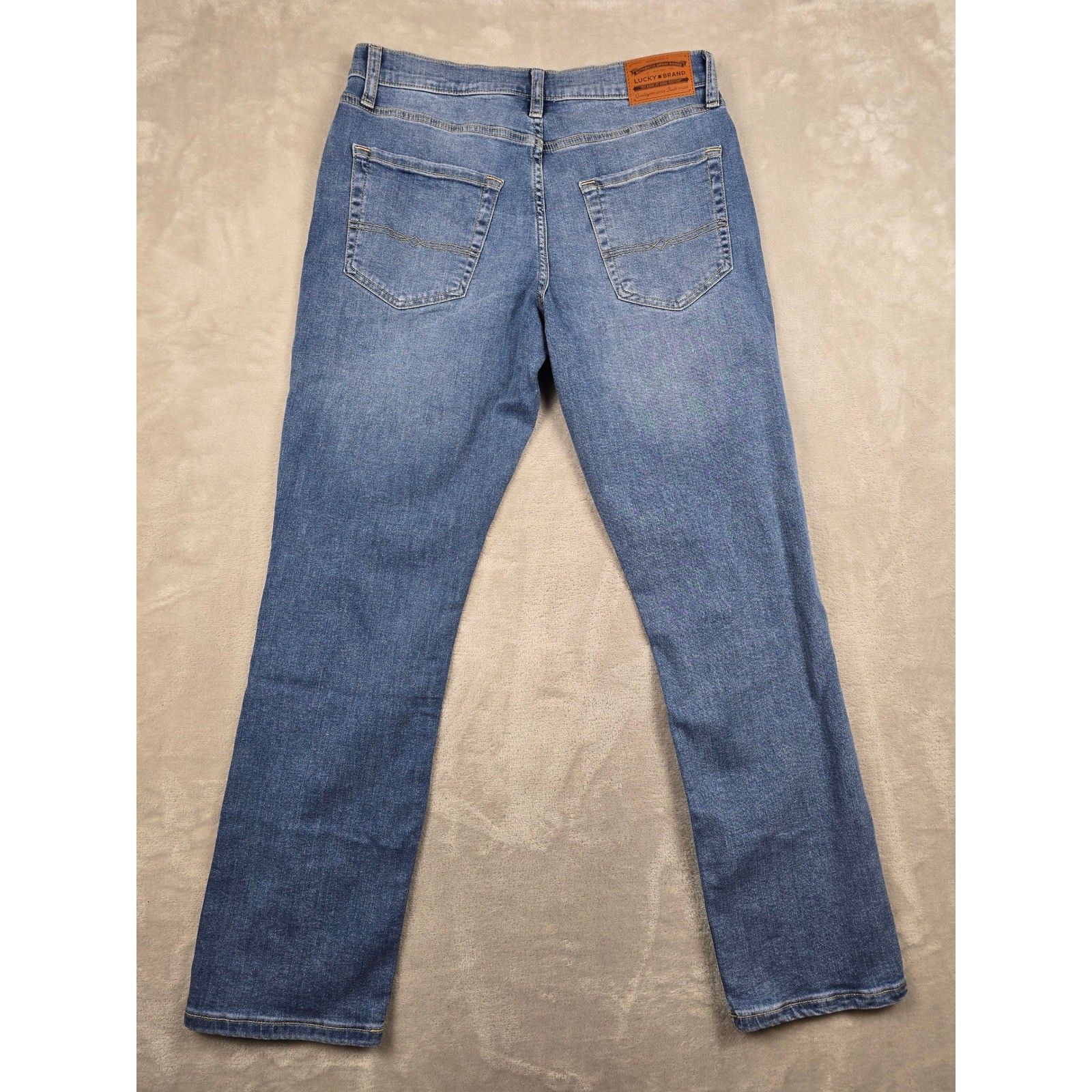 Lucky Brand 223 Straight Jeans Mens 32×32 Blue Denim Stretch Whiskered