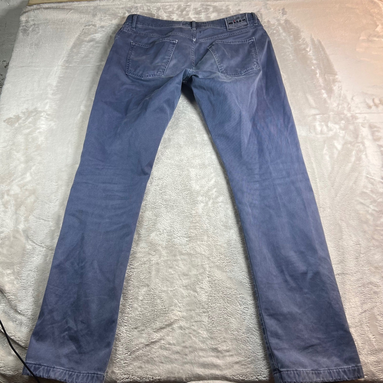 Kiton Napoli Mens 35 Corduroy Pants Blue Made in Italy Fine Wale Trousers