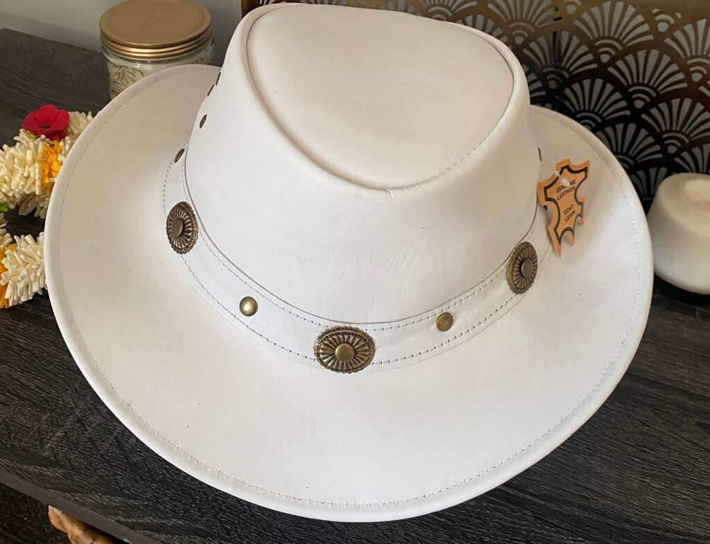 Black & Brown Genuine Leather Cowboy Western Hat Unisex