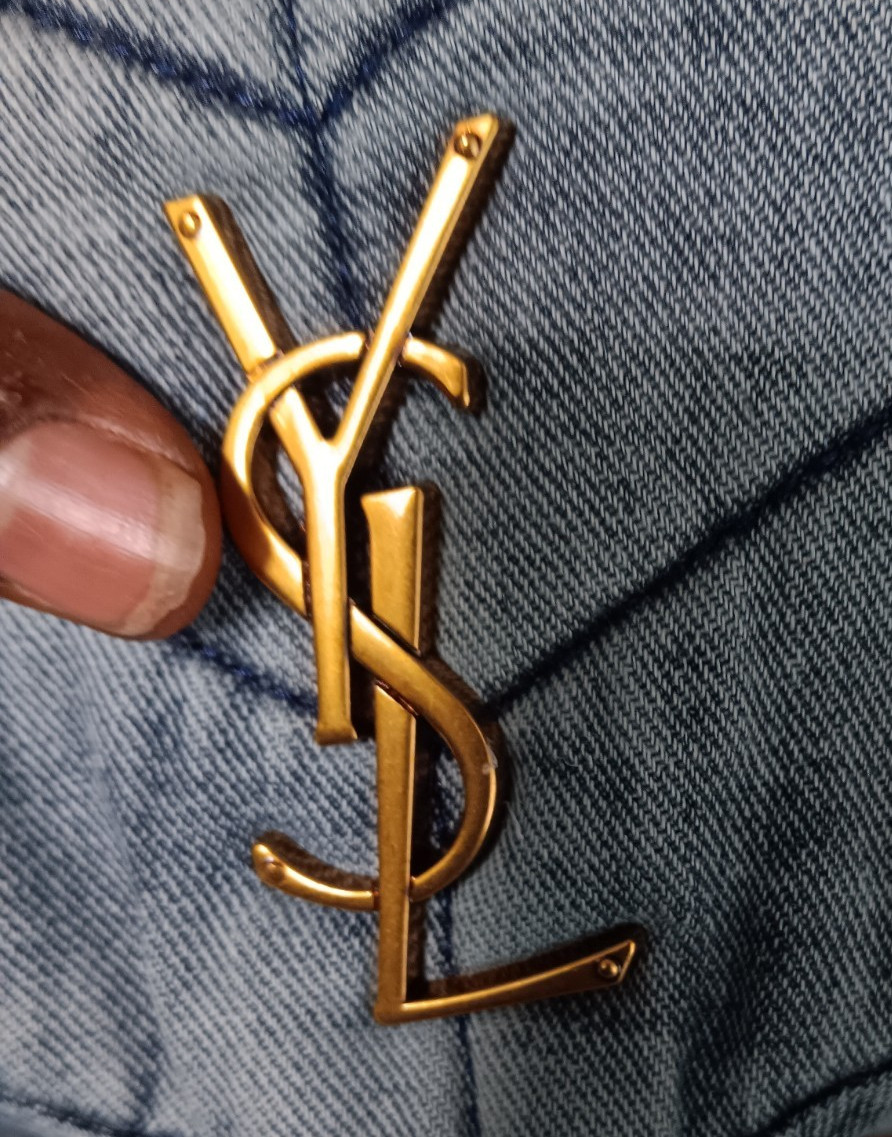 Saint Laurent Envelope Blue Chevron YSL Logo Gold Chain, Detachable Strap