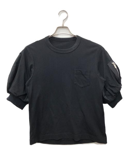 Sacai Women’s Black Cotton/Nylon T-Shirt M Slim Fit Japan