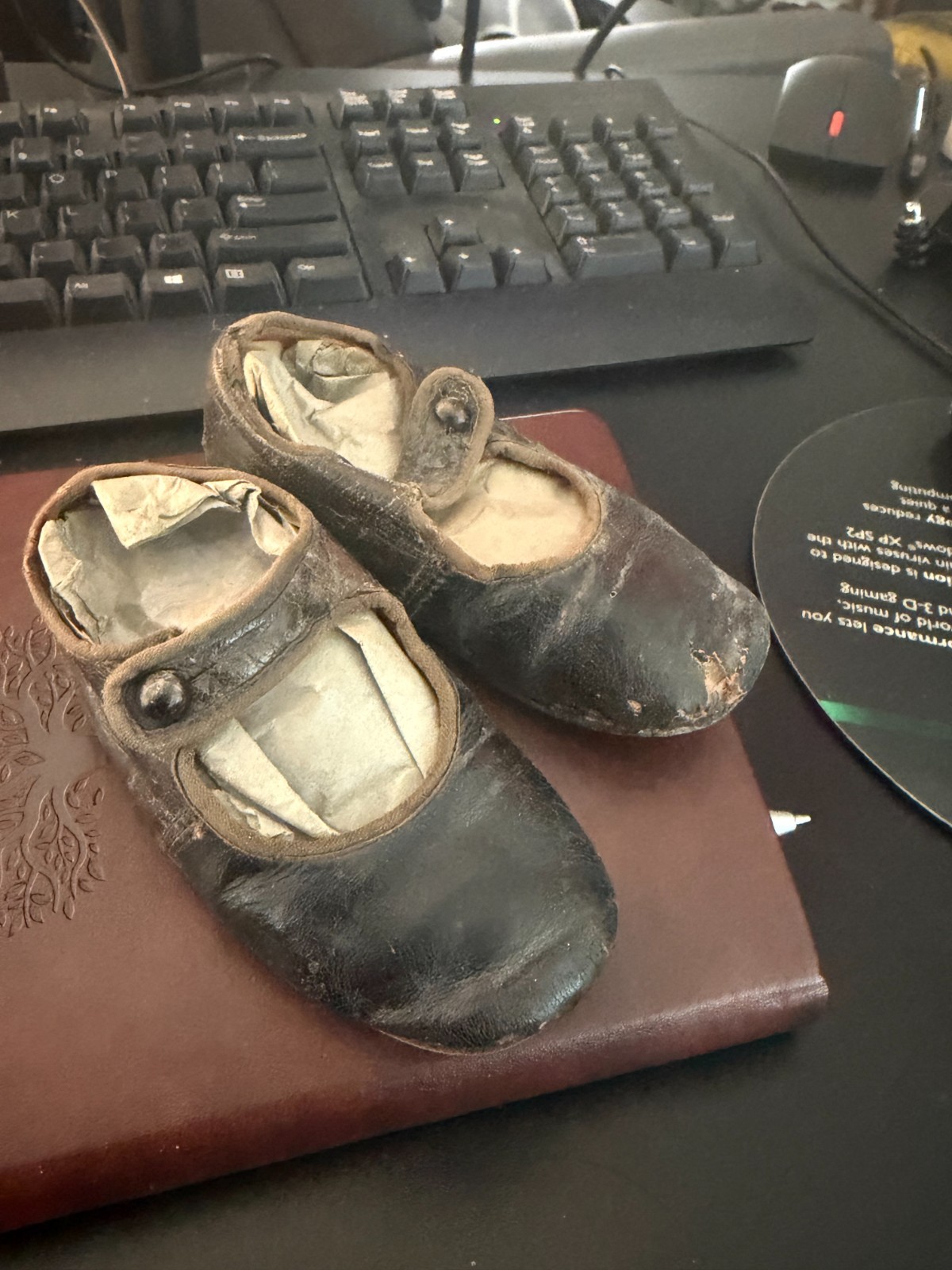 Victorian Era Antique baby shoes Button Up Leather