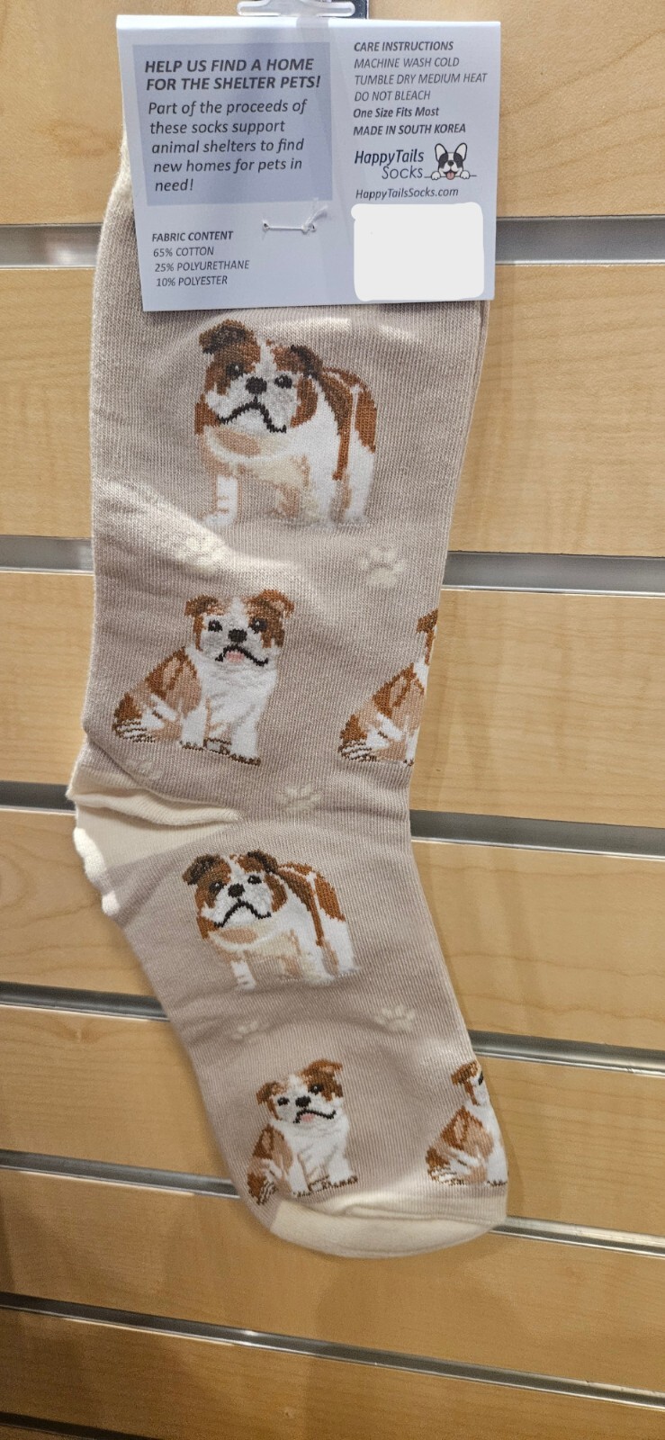 Happy Tails Bulldog Socks Pet Lovers One Size Fit Most