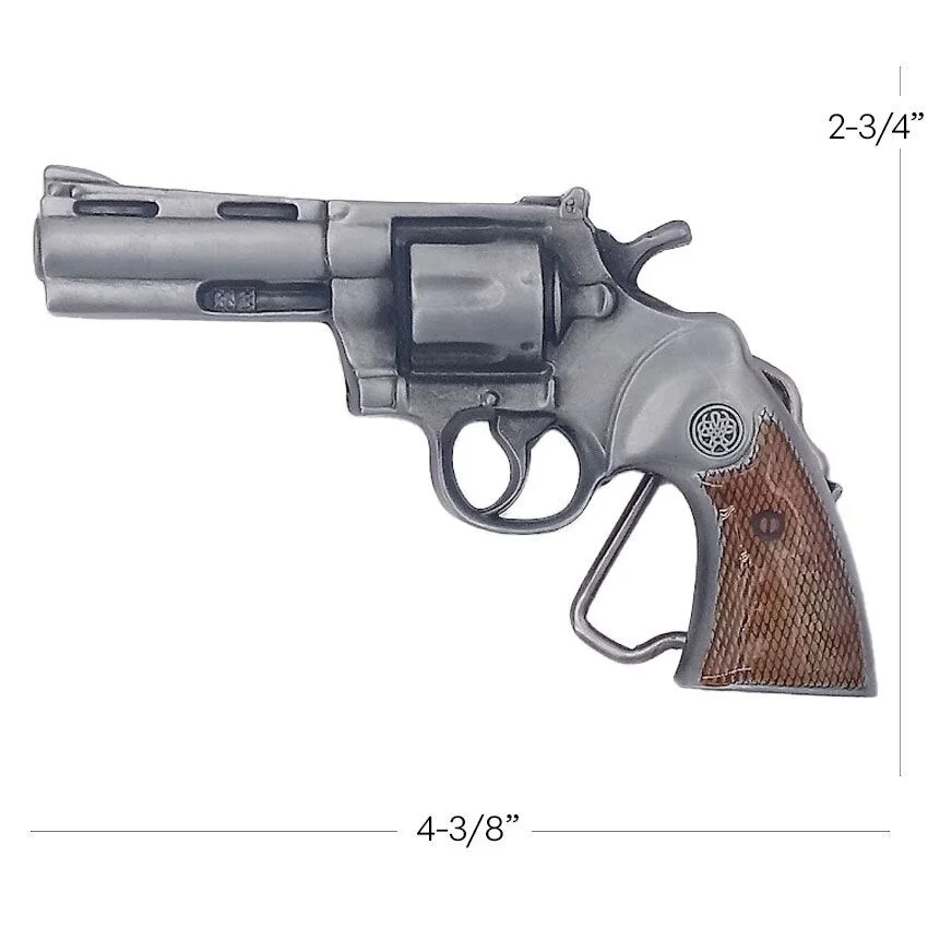 Revolver Pistol Enamel Belt Buckle