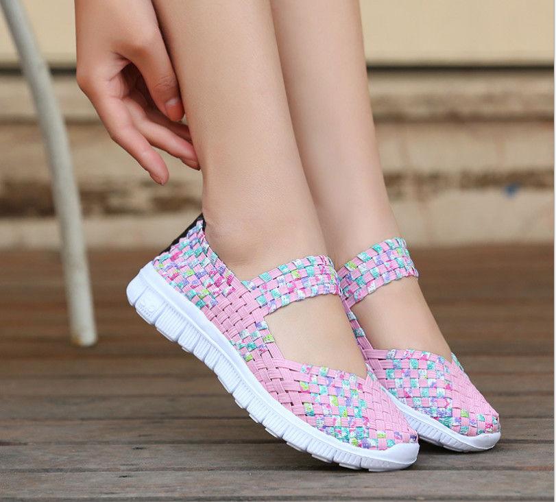 Women Woven Light Weight Elastic Trainer Comfort Slip On Sport Water Shoes WS79