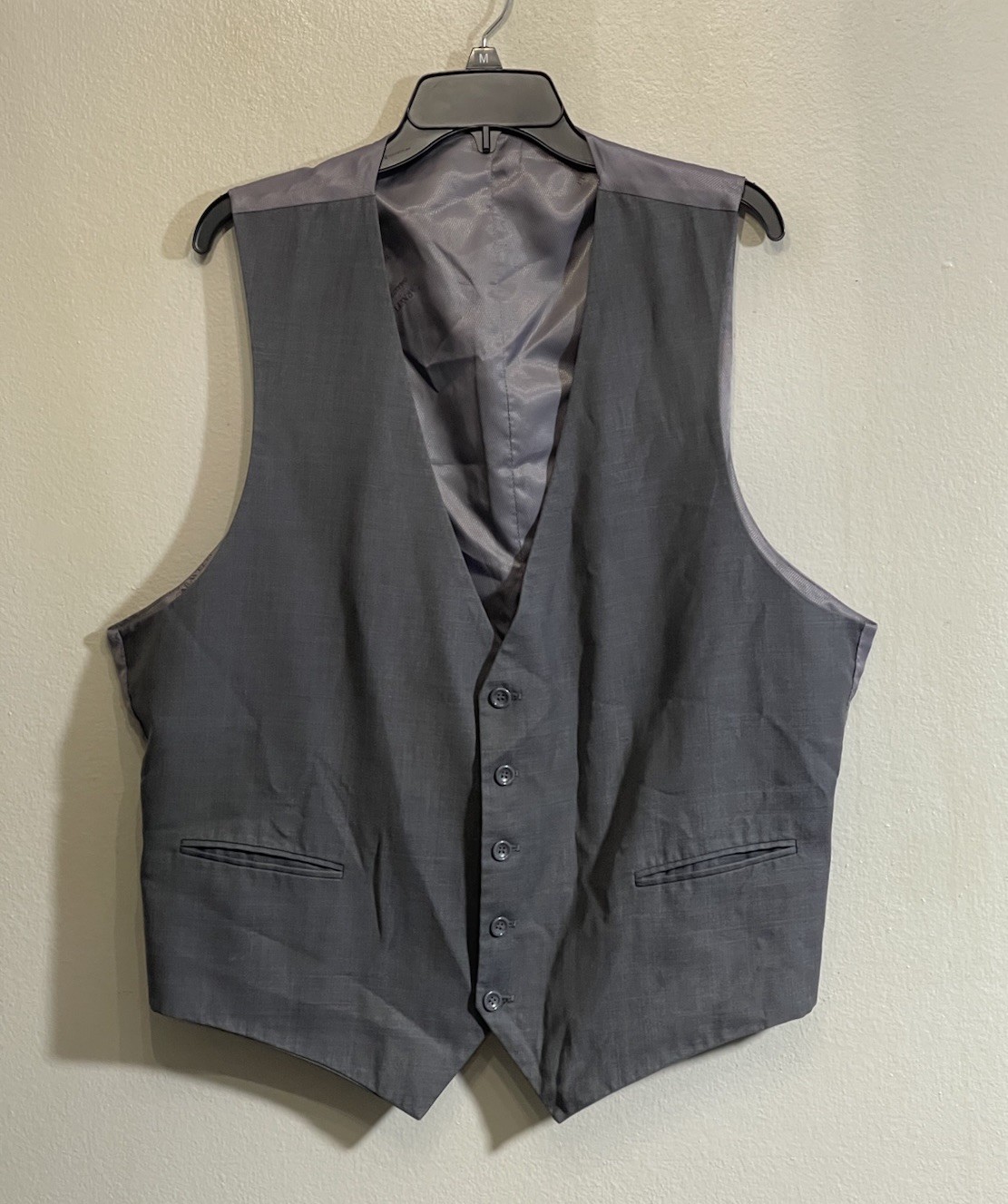 Caravelli Italy Men’s Size 48R/43W Polyblend Gray Suit Vest Waistcoat 5 Buttons