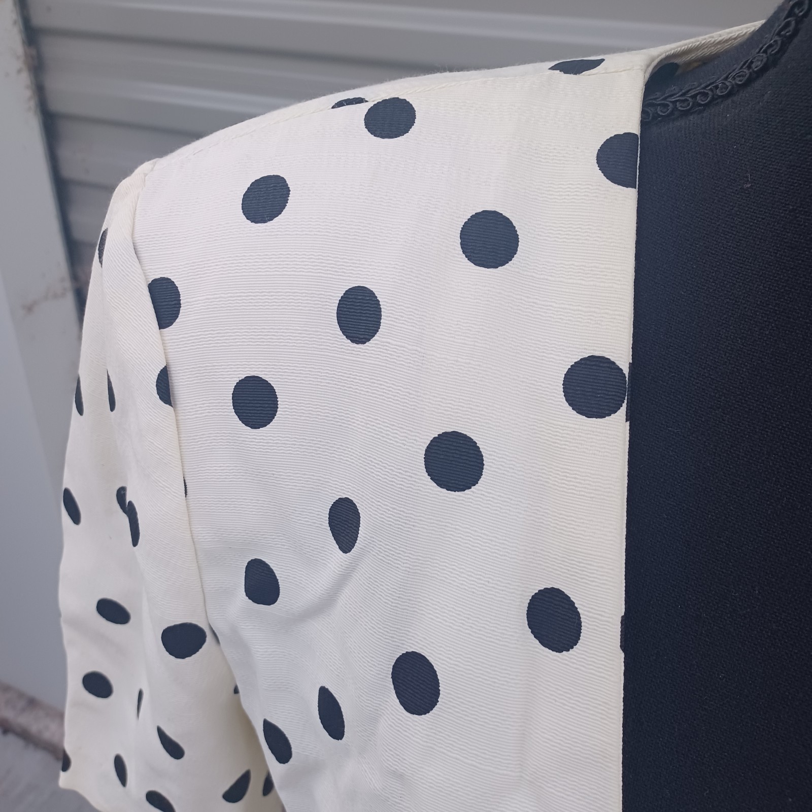 Scarlett Vtg Union ILGWU Twee Shoulder Pad Mod Retro Polka Dot Blouse 7