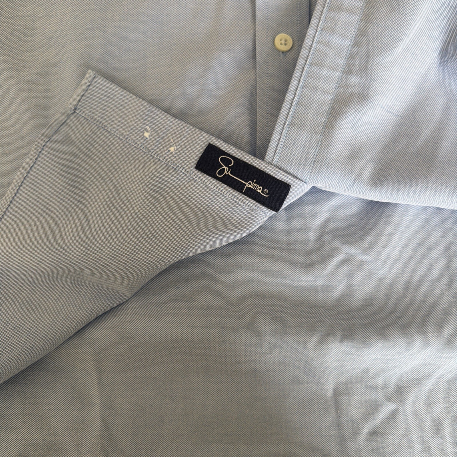 Lands’ End Men’s Supima Cotton Blue Oxford Size 15 1/2 x 32 Slim Fit