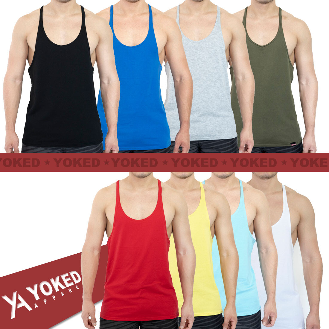 YOKED Apparel Thin Strap Stringer Men Tank Top Bodybuilding & Fitness Style 1221