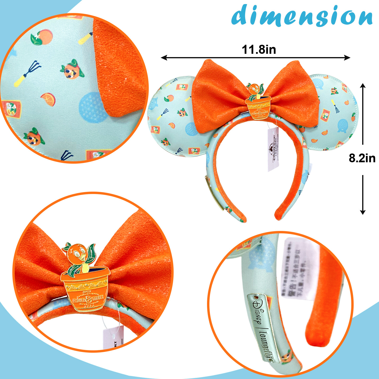 Disney~Flower&Garden Orange Bird Ears+Epcot Flower Garden Orange Bird Minnie Ear