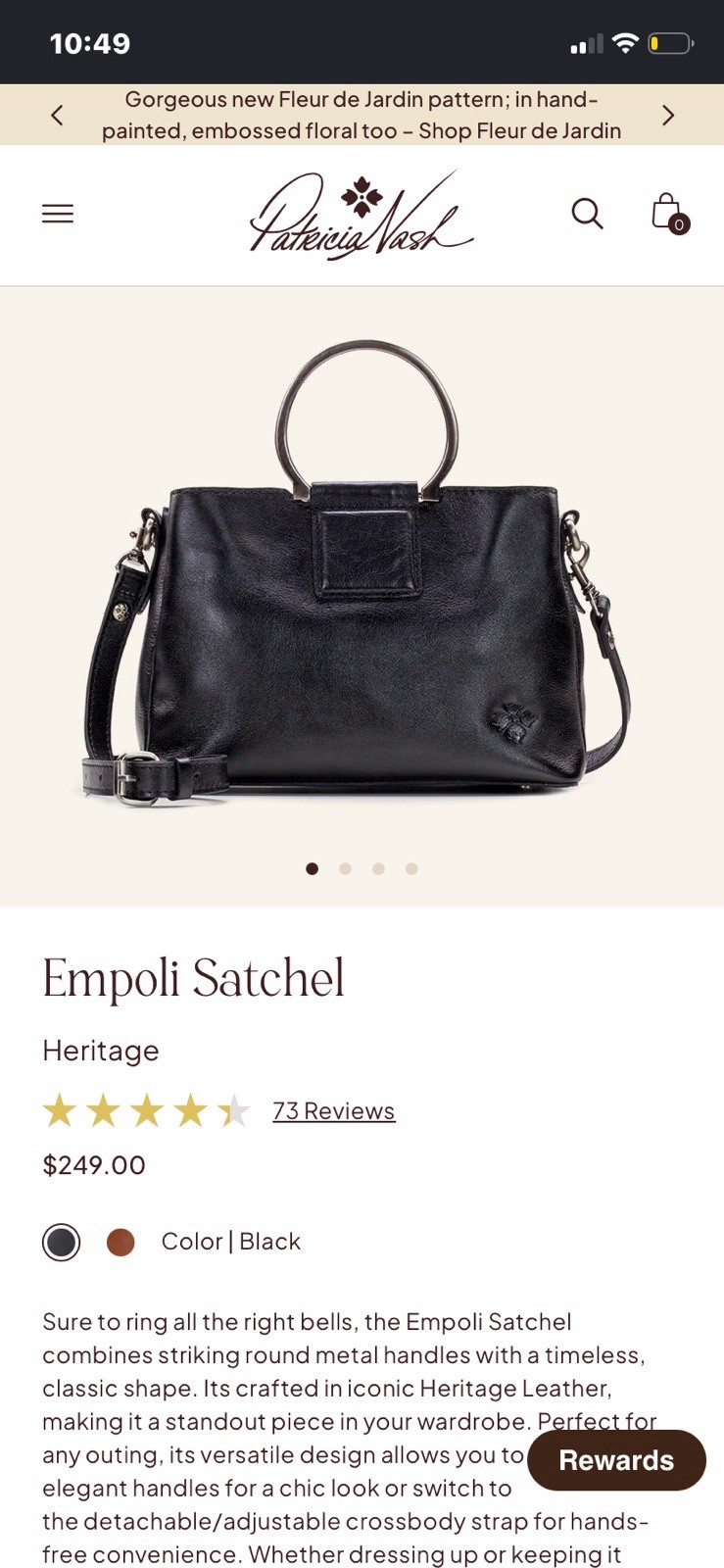 Used Patricia Nash Letter Empoli Satchel NO STRAP As Shown