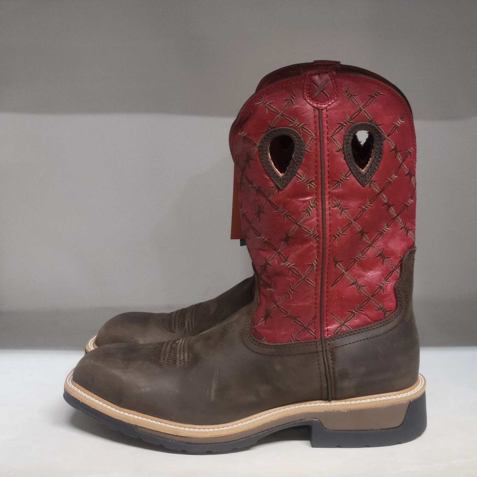 Twisted X 12″ Alloy Toe Boot Brown/Flash Red Mens Size 13D
