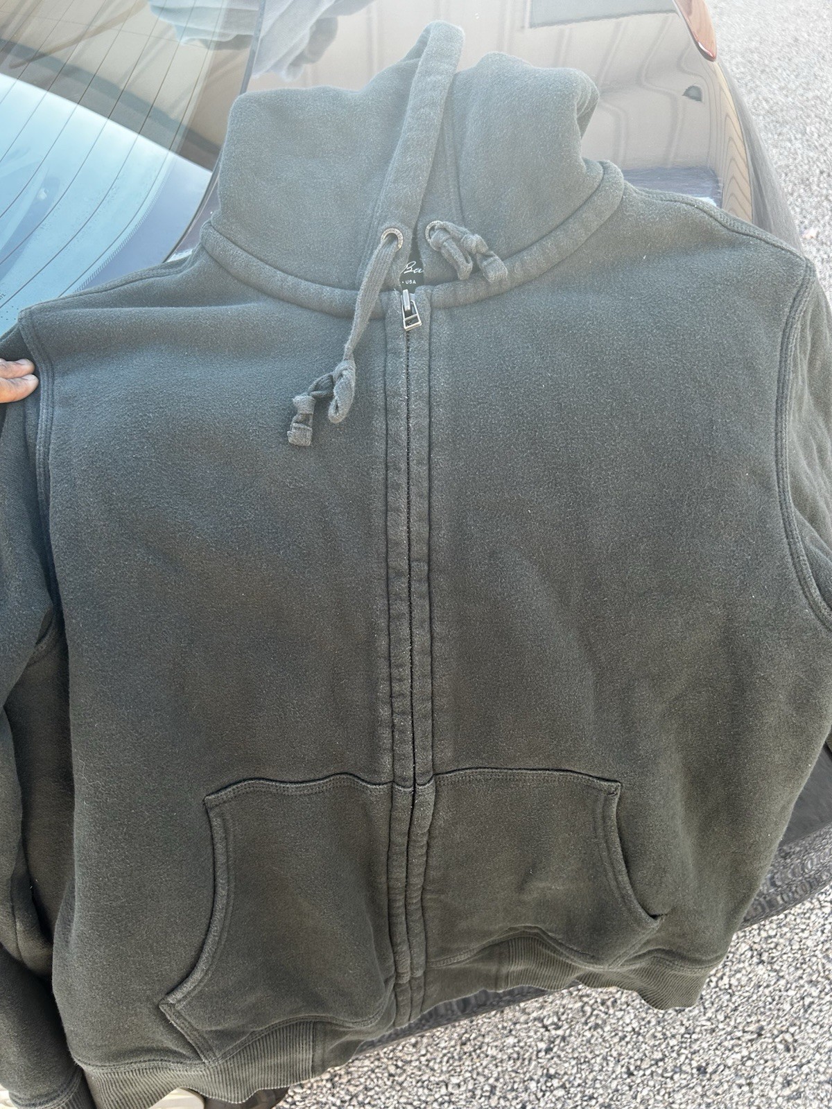 Eddie Bauer Sherpa Lined Full Zip Hoodie Mens Large Green Fleece Sweatshirt