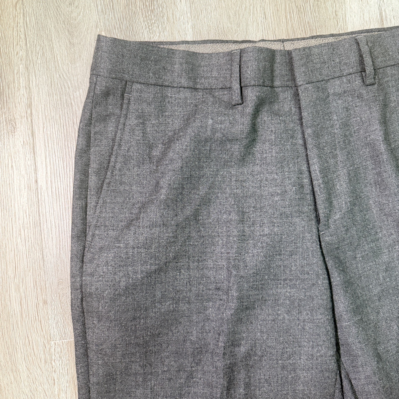 J. Crew Bowery Classic Fit Wool Charcoal Grey Herringbone Pants Men’s 34×32