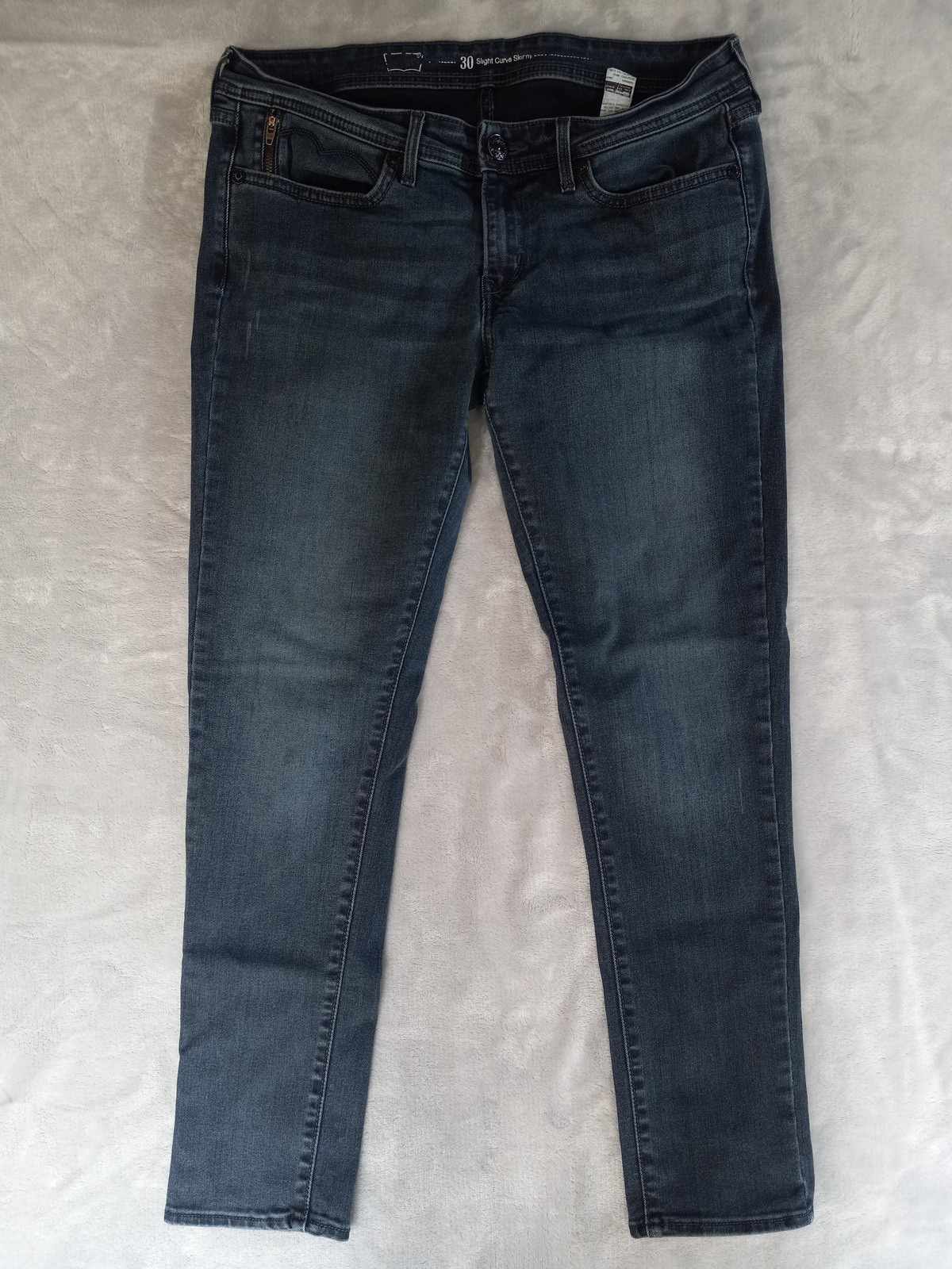 Levi’s Slight Curve Skinny Jeans Womens 30×29 Dark Wash Blue Zip Pocket Stretch