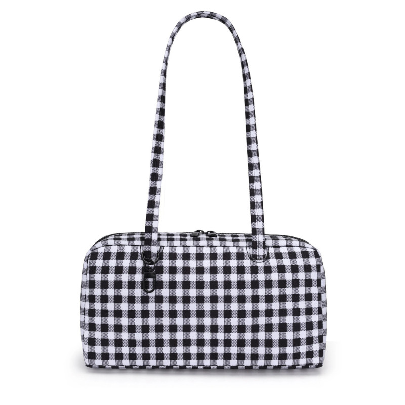 Nylon Tote Bag Bowler Bag for Women Shoulder Handbag with Keychain Clip